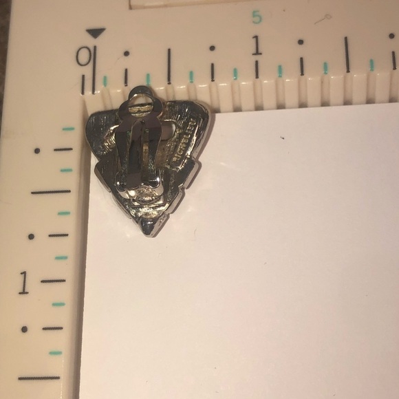 vtg Richelieu Art Deco Style Silver Tone Black Rhinestone Clip On Earrings 7mm - Picture 6 of 7